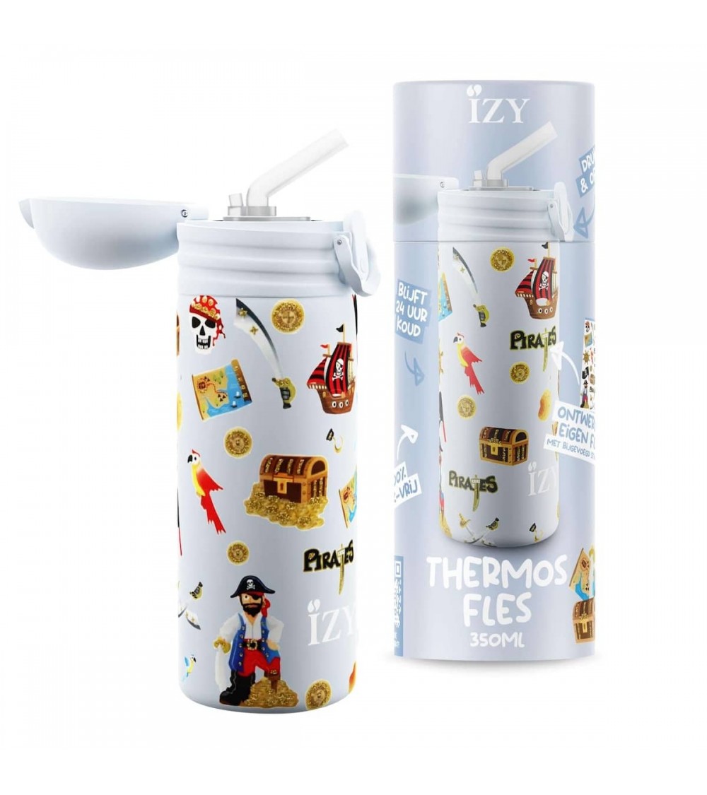 Piraten - Kinder Thermo Trinkflasche - Blau IZY Bottles trink thermos flaschen wasserflaschen sport kaufen