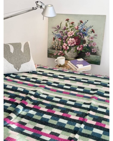 Plaid Glitch Verde Foresta - Coperta per divano, Copriletto Donna Wilson plaid per divano in lana coperta morbida letto matri...