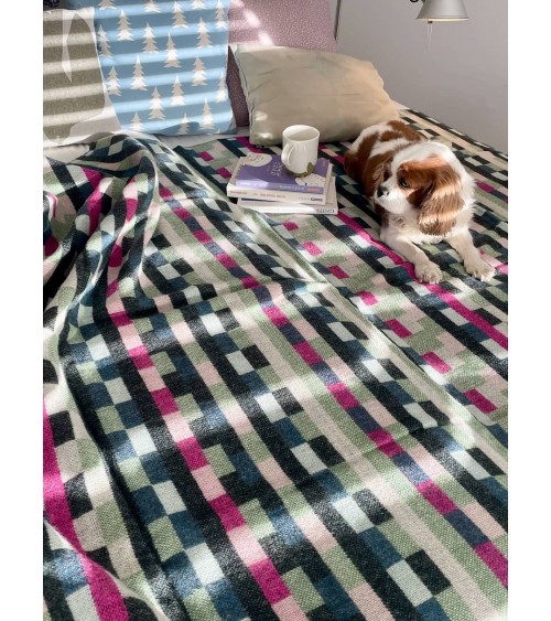 Plaid Glitch Verde Foresta - Coperta per divano, Copriletto Donna Wilson plaid per divano in lana coperta morbida letto matri...