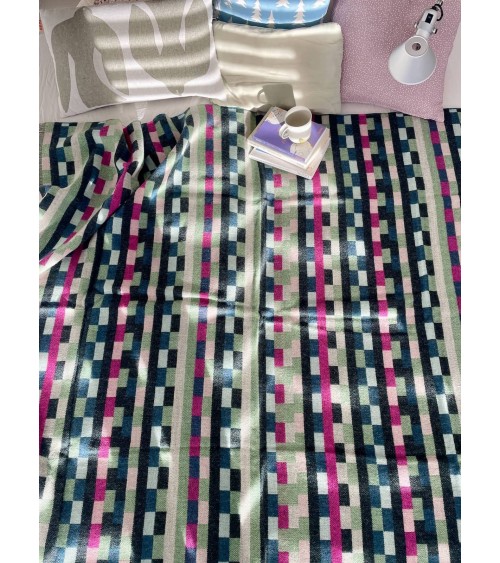 Glitch Vert Forêt - Grande couverture en laine, couvre lit Donna Wilson un plaid cocooning couverture chaude douce plaide lit