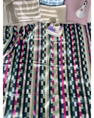 Plaid Glitch Verde Foresta - Coperta per divano, Copriletto Donna Wilson plaid per divano in lana coperta morbida letto matri...