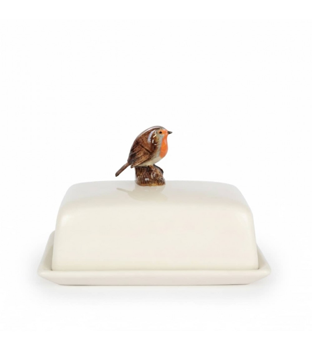 Rouge-Gorge - Beurrier original en céramique Quail Ceramics blanc design original