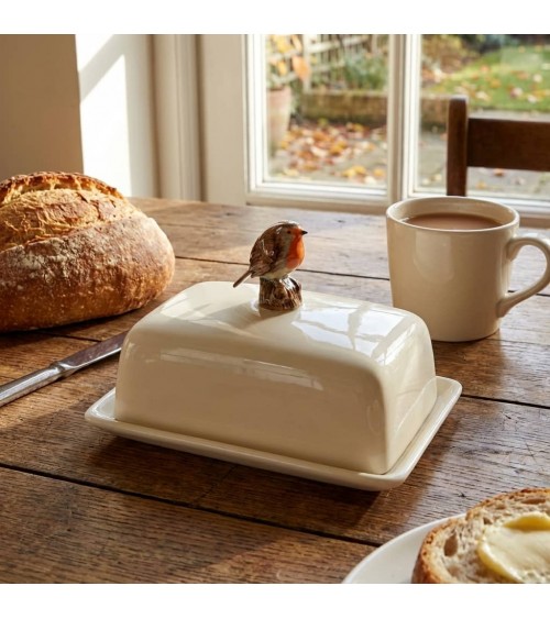 Rouge-Gorge - Beurrier original en céramique Quail Ceramics blanc design original