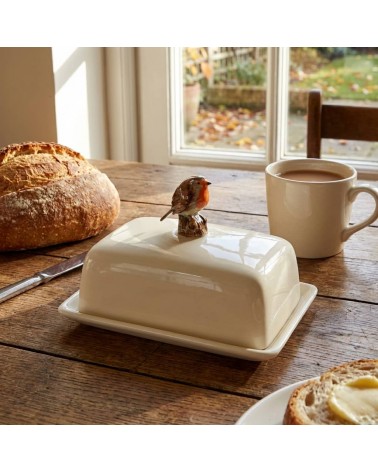 Rouge-Gorge - Beurrier original en céramique Quail Ceramics blanc design original