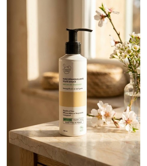 Huile démaquillante - Parfum Lait d'amande Clémence et Vivien cosmetique naturel de qualité vegan