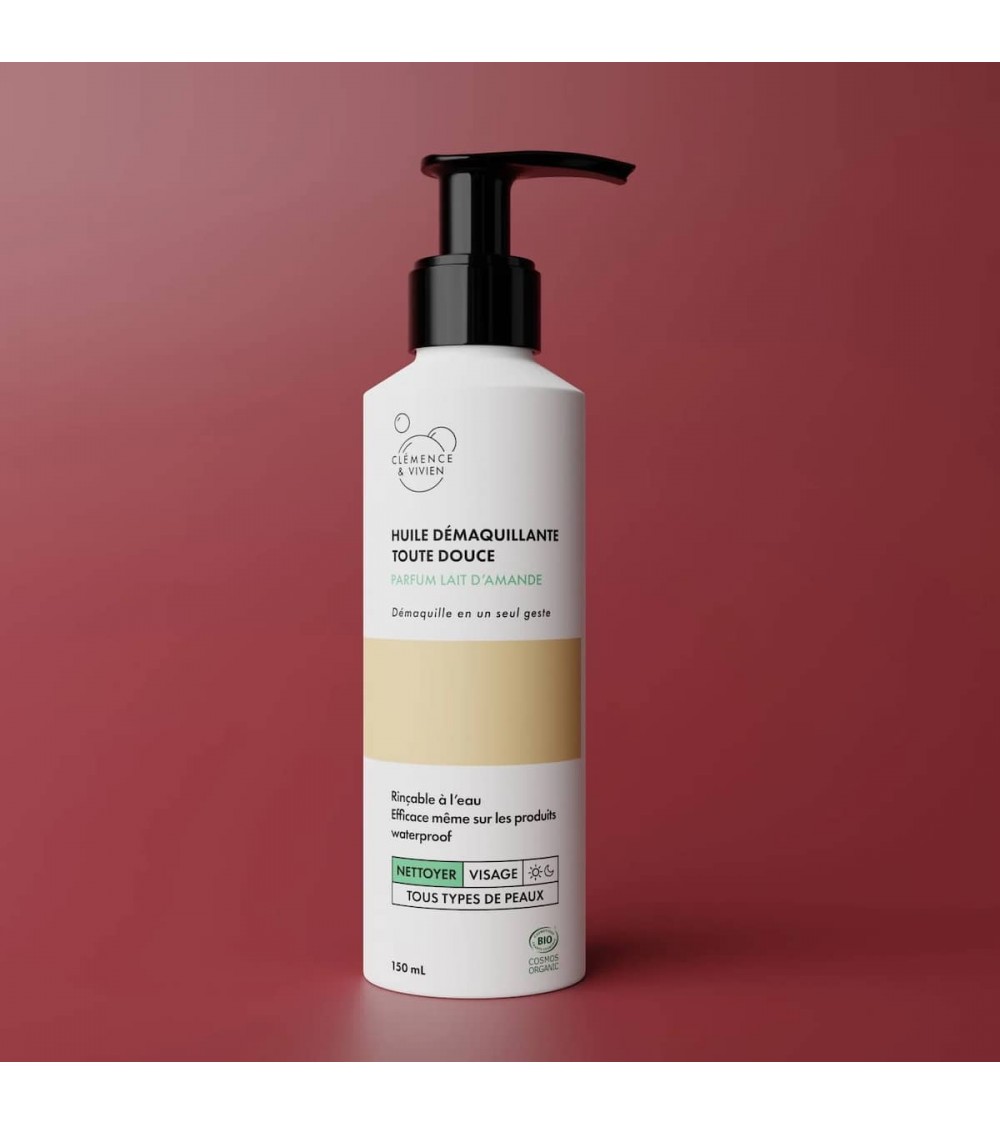 Huile démaquillante - Parfum Lait d'amande Clémence et Vivien cosmetique naturel de qualité vegan