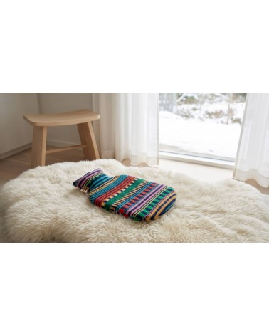Large Hot water bottle with Multi Stripe knitted wool cover Donna Wilson best luxury cool nice cute portable