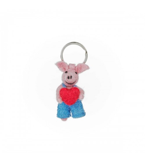 Piglet with a heart - Cute Handcrafted Keychain Felt so good original gift idea switzerland