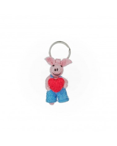 Petit cochon avec un coeur - Porte clés original Felt so good idée cadeau original suisse
