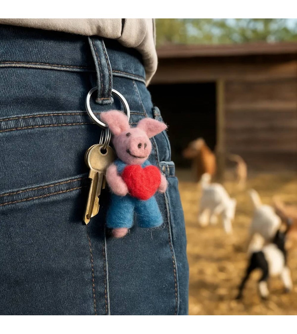 Kleines Schweinchen mit Herz - Filz Schlüsselanhänger Felt so good geschenkidee schweiz kaufen
