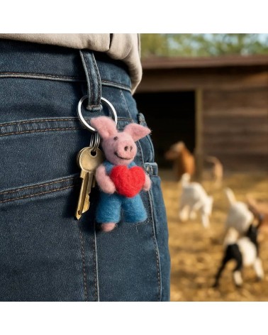 Kleines Schweinchen mit Herz - Filz Schlüsselanhänger Felt so good geschenkidee schweiz kaufen