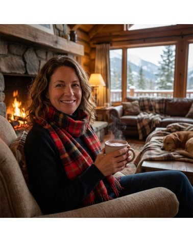 Tartan Dark Maple - englisch Schal, Merino Wollschal Bronte by Moon Damen Winter Winterschal Herrenschal woll schal mit frans...