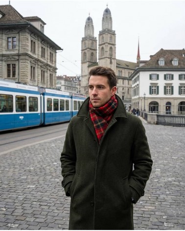 Tartan Dark Maple - englisch Schal, Merino Wollschal Bronte by Moon Damen Winter Winterschal Herrenschal woll schal mit frans...