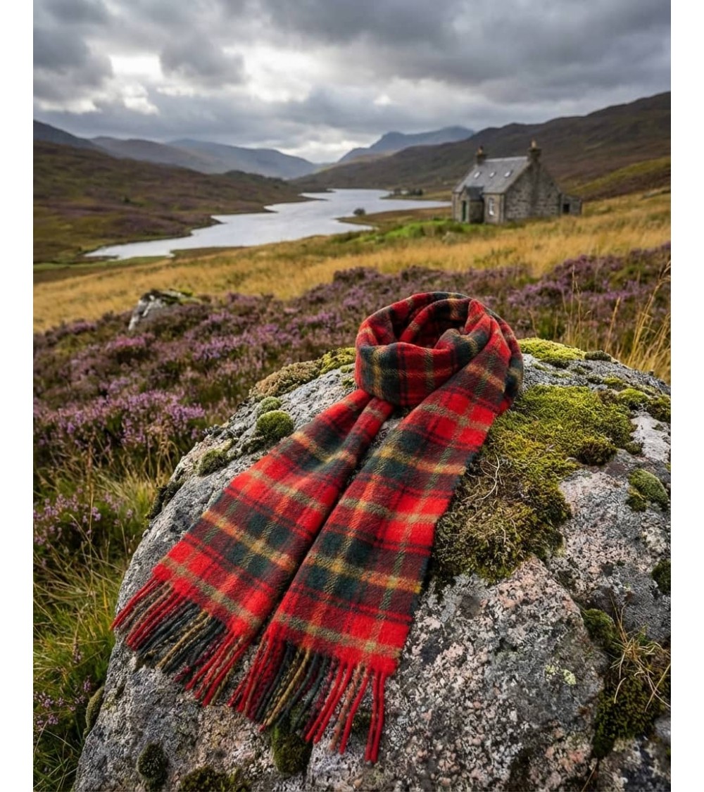 Tartan Dark Maple - Sciarpa di lana merinos Bronte by Moon sciarpa inglese per donna da uomo per donna sciarpe di lana eleganti