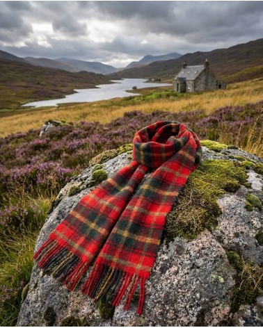 Tartan Dark Maple - englisch Schal, Merino Wollschal Bronte by Moon Damen Winter Winterschal Herrenschal woll schal mit frans...