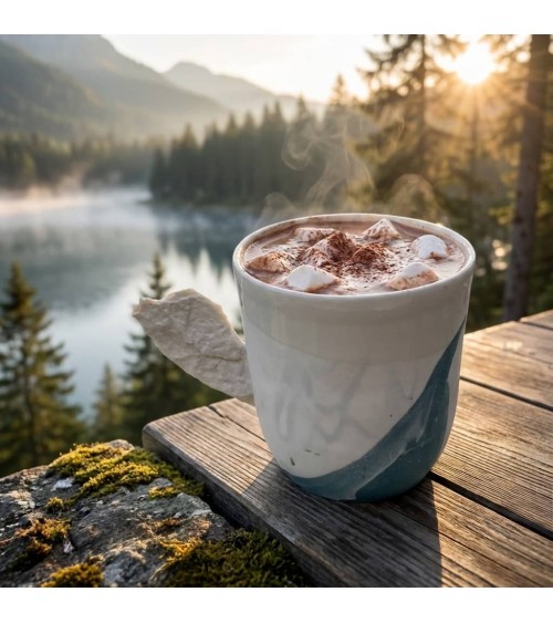 Großer Porzellan Becher - Vapor Blau Maison Dejardin kaffeetassen teetasse grosse lustige schöne kaufen