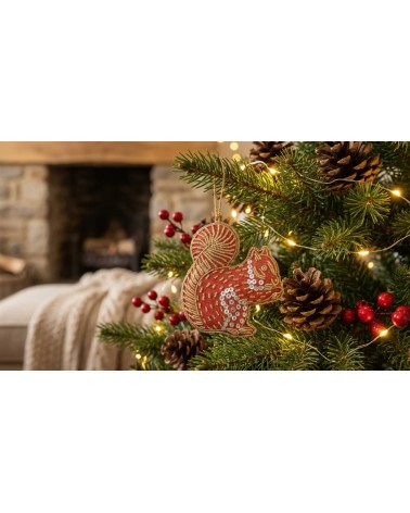 Écureuil - Décoration de Noël en lin brodé Katie Larmour Linen decoration noel decor déco de noel 2024 maison fait main