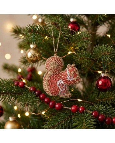 Squirrel - Embroidered Linen Christmas Decoration Katie Larmour Linen 2024 christmas decorations xmas tree decorations