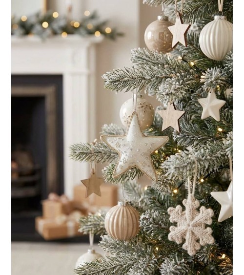 Cosmic Star - Embroidered Linen Christmas Decoration Katie Larmour Linen 2024 christmas decorations xmas tree decorations