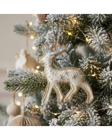 Reindeer - Embroidered Linen Christmas Decoration Katie Larmour Linen 2024 christmas decorations xmas tree decorations