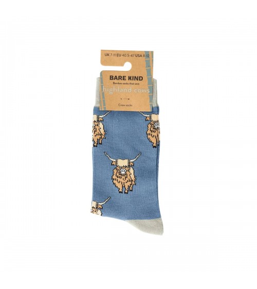 Sauvez la vache des Highlands - Chaussettes en bambou Bare Kind jolies pour femme originales pour homme chausset rigolotes dr...