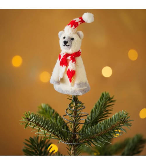 Christmas Polar Bear - Christmas Tree Topper Decoration Sew Heart Felt 2024 christmas decorations xmas tree decorations