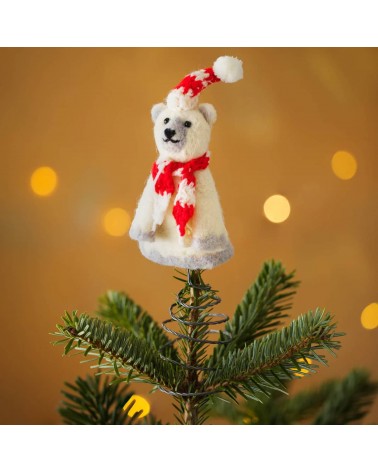 Christmas Polar Bear - Christmas Tree Topper Decoration Sew Heart Felt 2024 christmas decorations xmas tree decorations