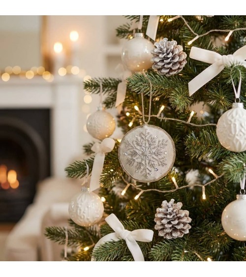 Schiaccianoci-fiocco di neve - Decorazione di Natale in lino Katie Larmour Linen Decorazioni natalizie eleganti particolari d...