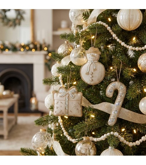 Snowman - Embroidered Linen Christmas Decoration Katie Larmour Linen 2024 christmas decorations xmas tree decorations