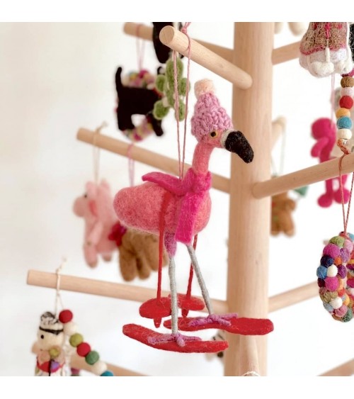 Skiing Flamingo - Hanging Christmas Tree Decoration Felt so good 2024 christmas decorations xmas tree decorations