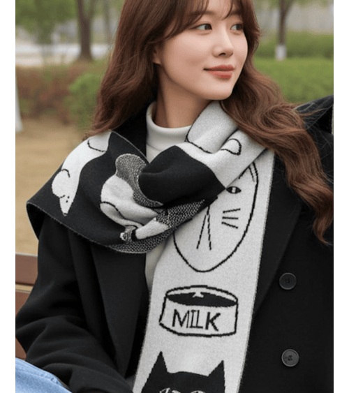 Mog Totem Nero & Bianco - sciarpa originale in lana Donna Wilson sciarpa inglese per donna da uomo per donna sciarpe di lana ...