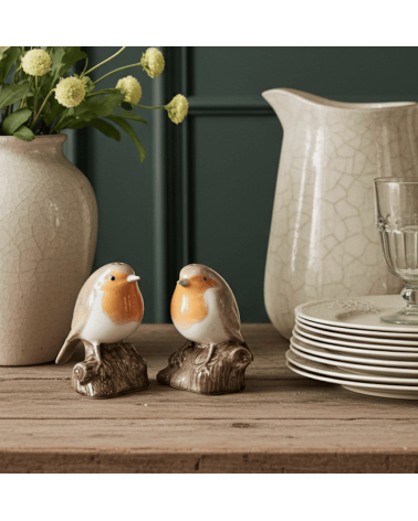 Rouge Gorge - Salière et poivrier original Quail Ceramics design sel saliere poivrier salier poivrière