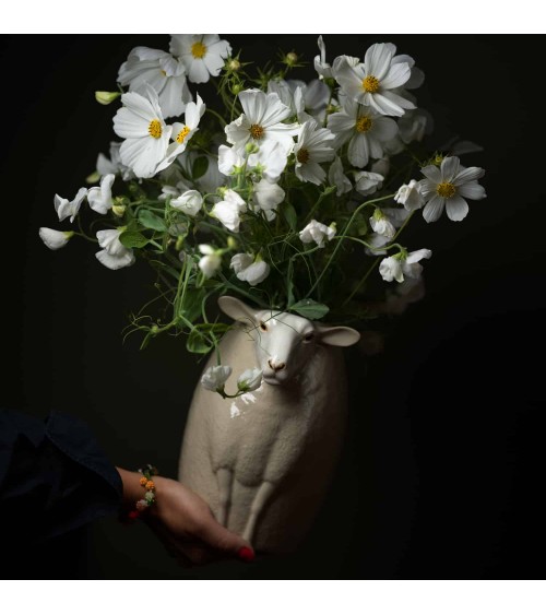 Large Flower Vase - White faced suffolk sheep Quail Ceramics table flower living room vase kitatori switzerland
