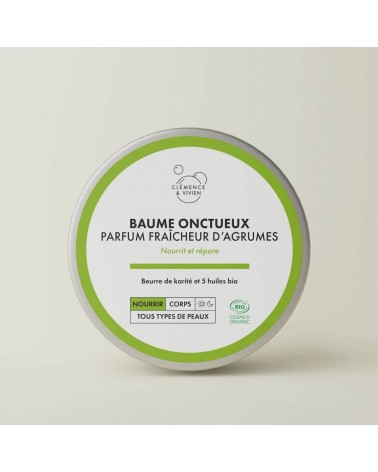 Baume oncteux - parfum fraîcheur d'agrumes Clémence et Vivien cosmetique naturel de qualité vegan