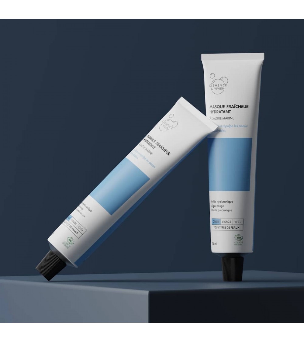 Maschera viso idratante rinfrescante alle alghe marine Clémence et Vivien cosmetici naturali cosmeci svizzeri