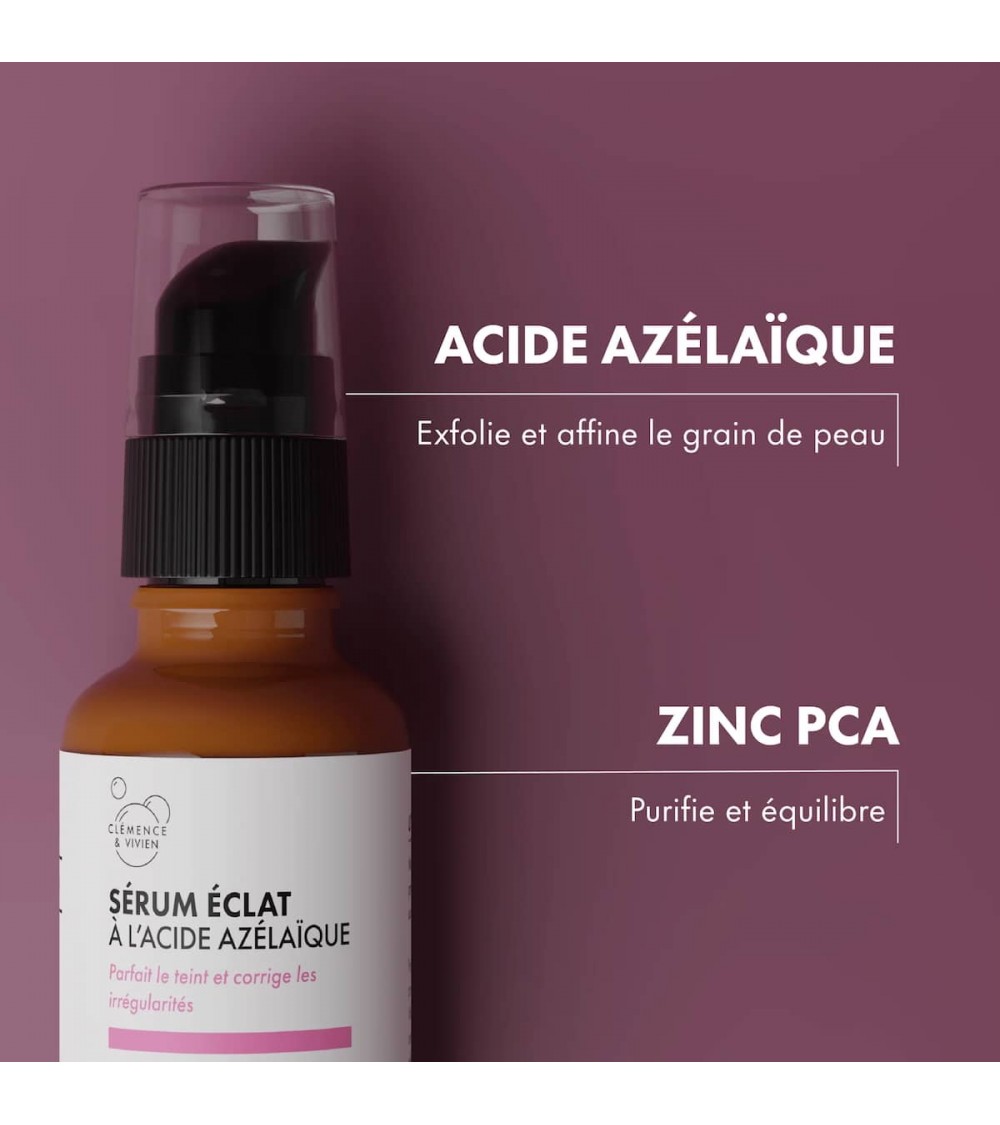 Sérum éclat à l'acide azélaïque 10% Clémence et Vivien cosmetique naturel de qualité vegan