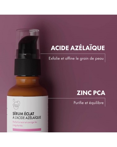 Sérum éclat à l'acide azélaïque 10% Clémence et Vivien cosmetique naturel de qualité vegan