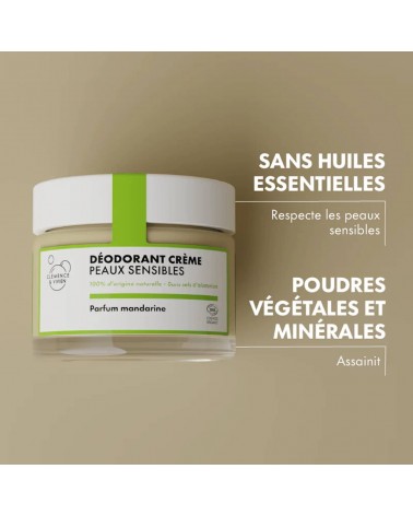 Pelle sensibile - mandarino - Deodorante naturale in crema Clémence et Vivien cosmetici naturali cosmeci svizzeri