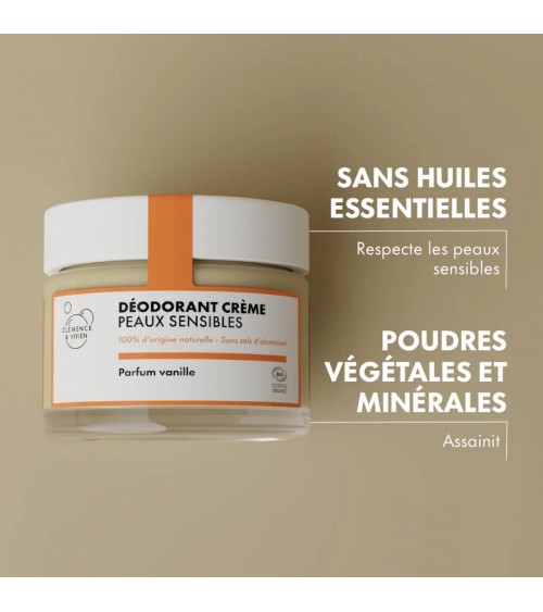 Sensitive skin - Vanilla - All natural deodorant Clémence et Vivien vegan cruelty free cosmetic compagnies