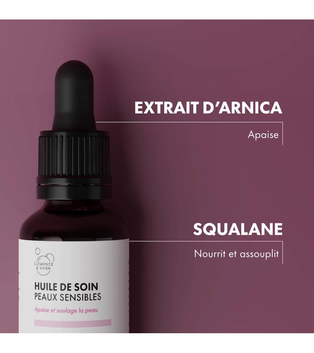 Olio per la cura del viso - pelle sensibile Clémence et Vivien cosmetici naturali cosmeci svizzeri