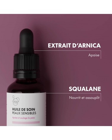 Huile de soin peaux sensibles Clémence et Vivien cosmetique naturel de qualité vegan