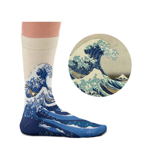 Hokusai, La Grande Vague de Kanagawa - Chaussettes art Sock Affairs jolies pour femme originales pour homme chausset rigolote...