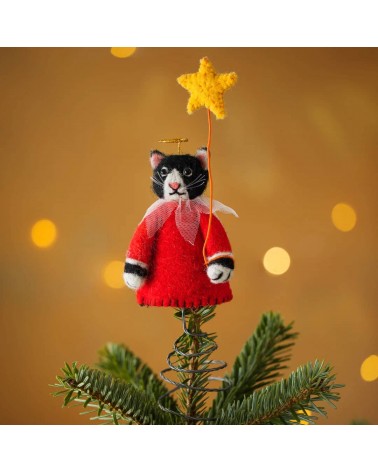Gatto Corista con Stella - Puntale per albero di Natale Sew Heart Felt Decorazioni natalizie eleganti particolari decoro nata...