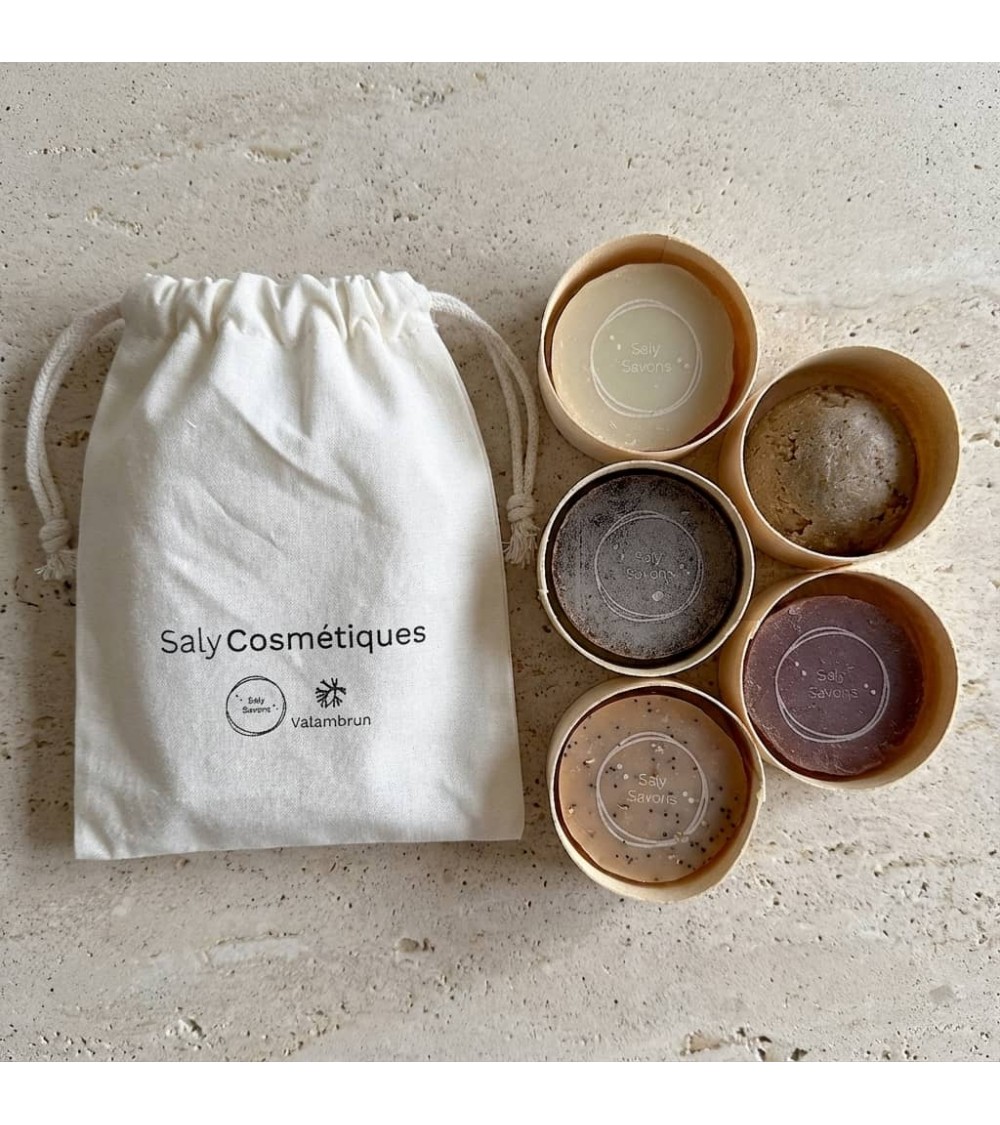 Geschenkbox - Entdeckung 5 fester Seifen Saly Savons handgemachte Seifen Seifenstück Vegan natur natürliche seife schweizer k...