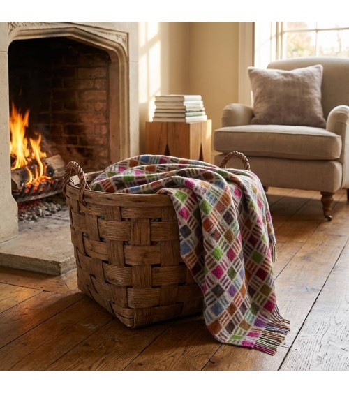 RIBBON Gris / Multicolor - Plaid canapé, couverture en laine Bronte by Moon un plaid cocooning couverture chaude douce plaide...