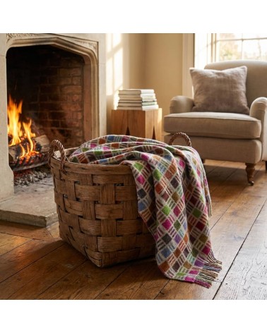 RIBBON Gris / Multicolor - Plaid canapé, couverture en laine Bronte by Moon un plaid cocooning couverture chaude douce plaide...