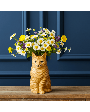 Petit vase à fleurs Chat roux - Vincent Quail Ceramics design fleur décoratif original kitatori suisse