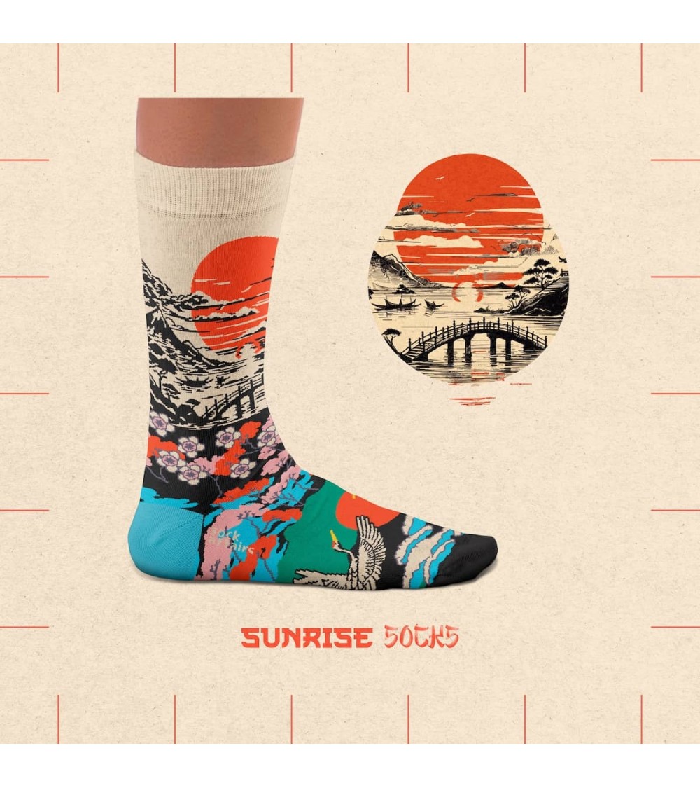 Sunrise - Chaussettes originales à motifs Sock Affairs jolies pour femme originales pour homme chausset rigolotes drole Suisse