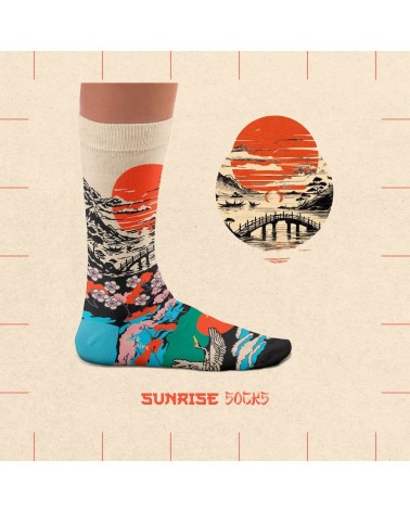 Sunrise - Chaussettes originales à motifs Sock Affairs jolies pour femme originales pour homme chausset rigolotes drole Suisse