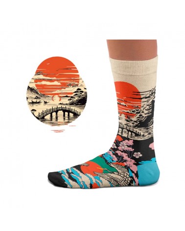 Sunrise - Chaussettes originales à motifs Sock Affairs jolies pour femme originales pour homme chausset rigolotes drole Suisse